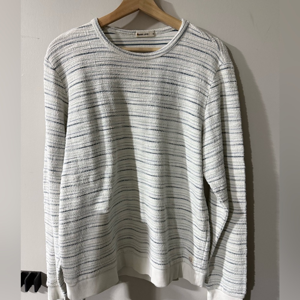 Men’s Marine Layer Sweatshirt, Sz M, Cream w/ Blue & Green Stripes